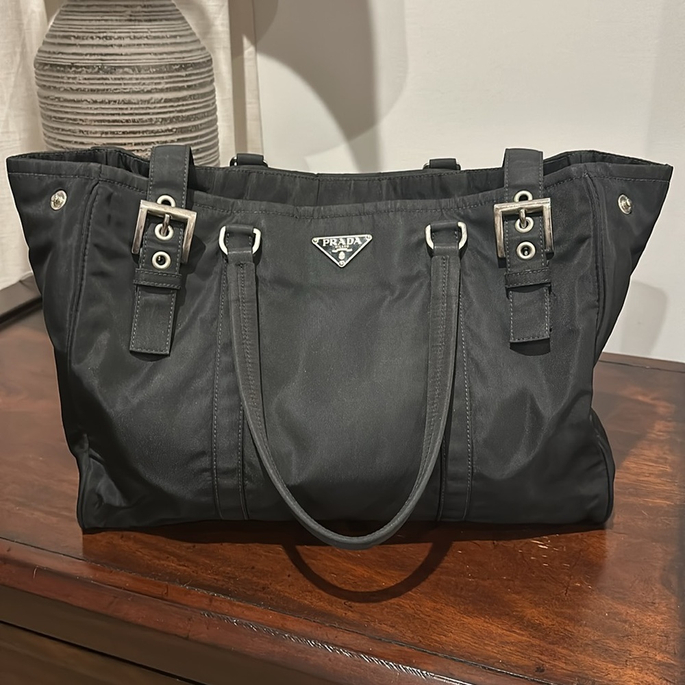 PRADA Black Tessuto Nylon with Silver Hardware Shoulder Bag - Picture 7 of 15
